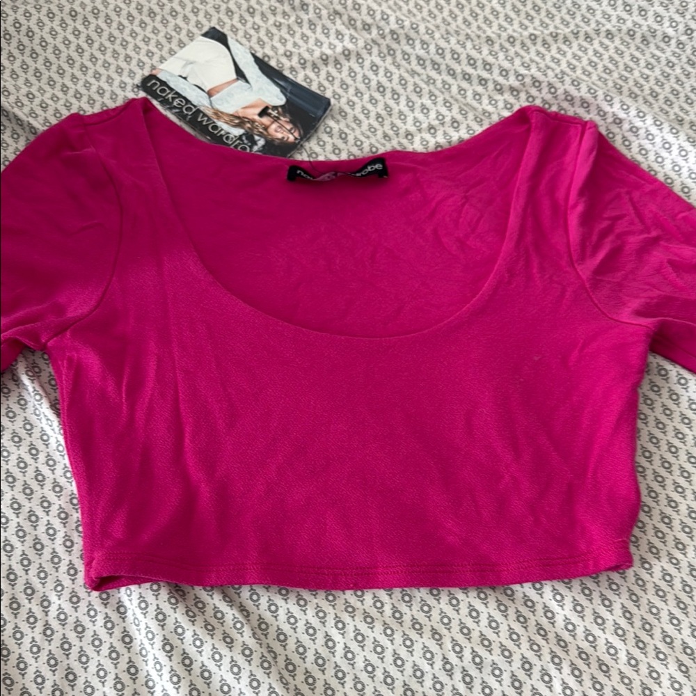 Pink Women's Crop Top naked